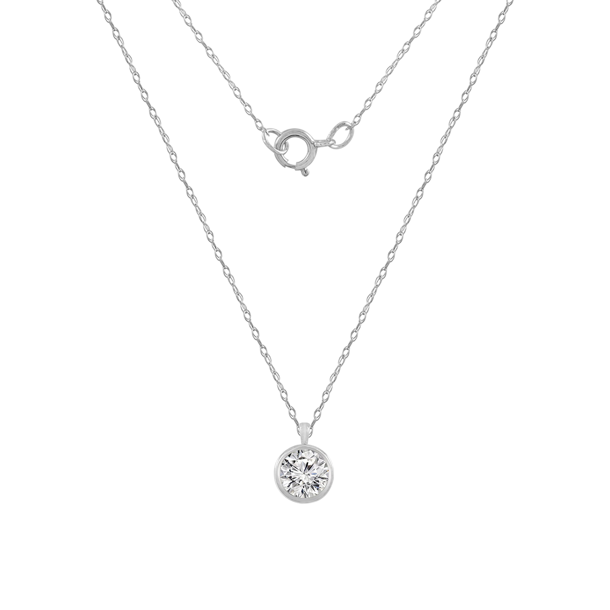 Amazon.com: KIERA 10K Real Solid Gold Solitaire Necklace for